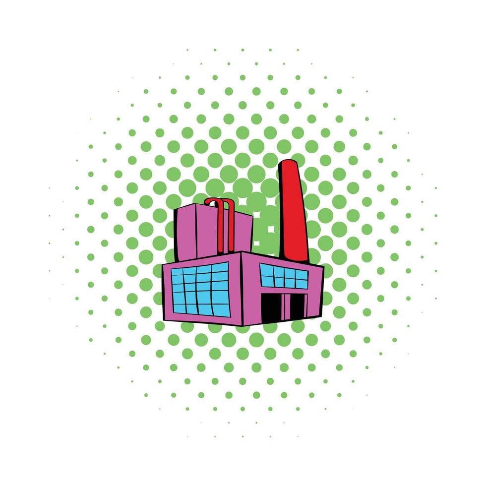 Fabrikgebäude-Ikone im Comic-Stil vektor