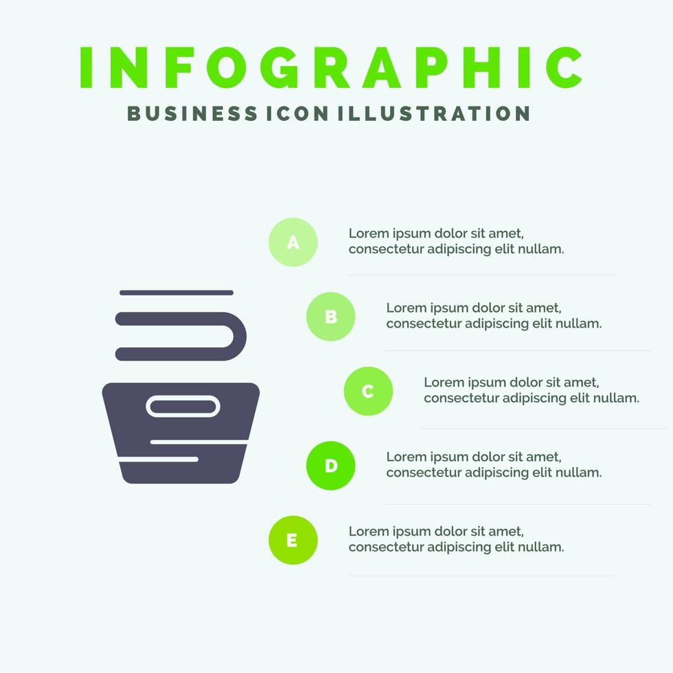 rengöring kläder hushållning tvättning fast ikon infographics 5 steg presentation bakgrund vektor