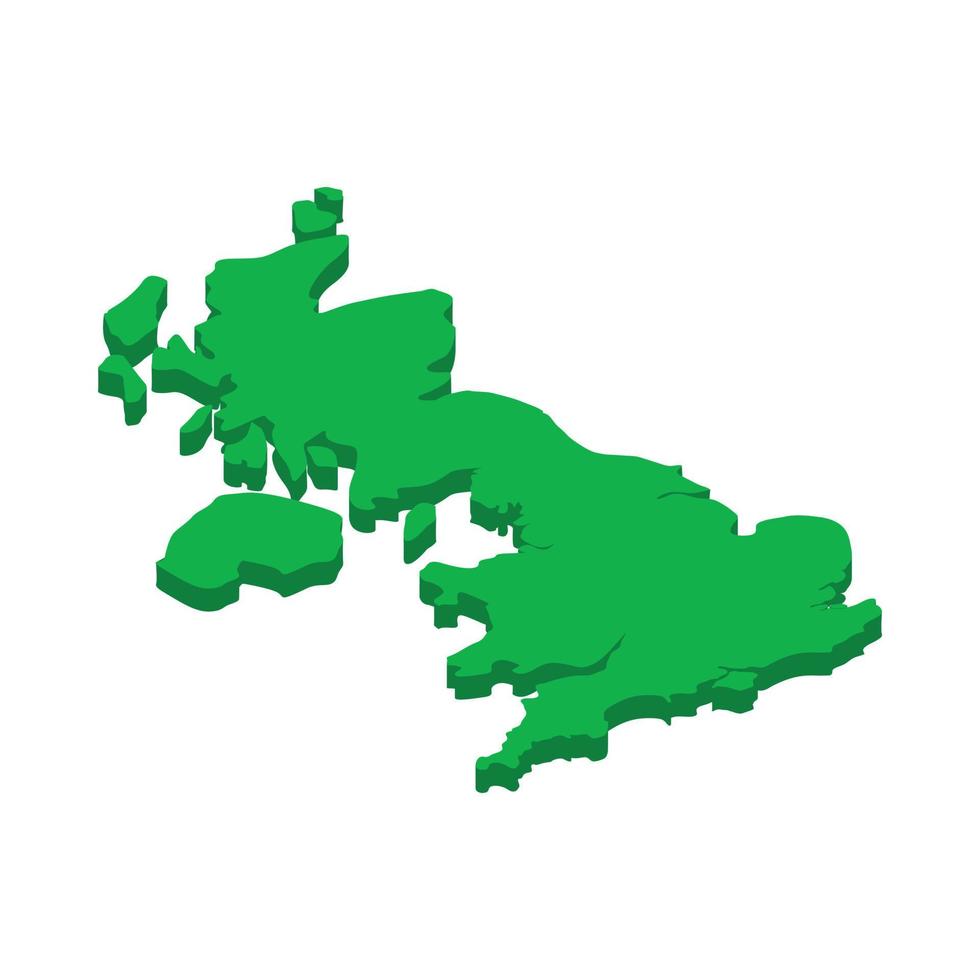 Karte des Vereinigten Königreichs Symbol, im isometrischen 3D-Stil vektor