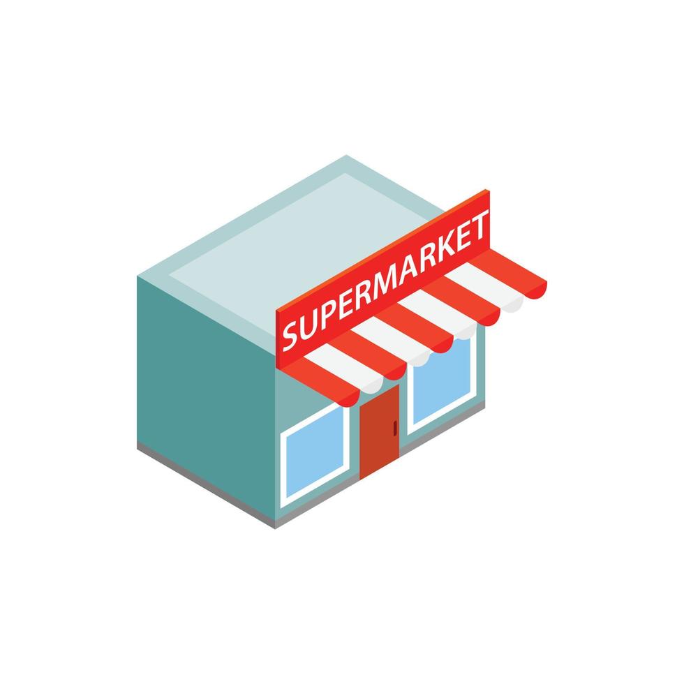 Supermarkt-Gebäude-Ikone, isometrischer 3D-Stil vektor
