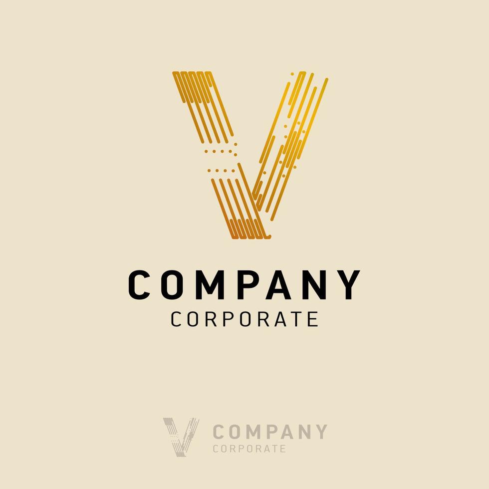 v företag logotyp design med besöker kort vektor