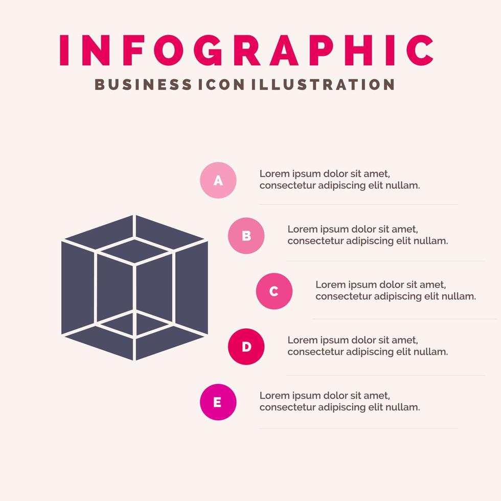 Design Grafikwerkzeug festes Symbol Infografiken 5 Schritte Präsentationshintergrund vektor