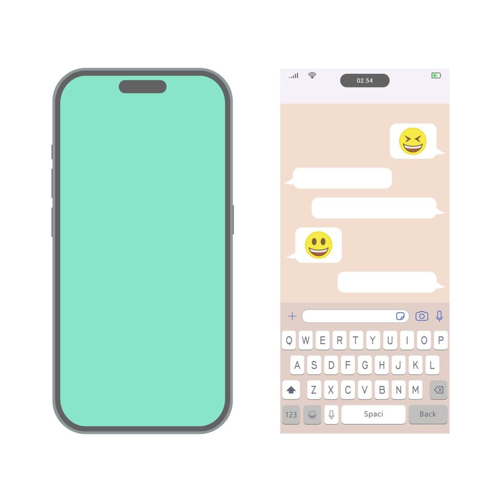 Smartphone-Bildschirm mit Nachrichten und Emoticons vektor