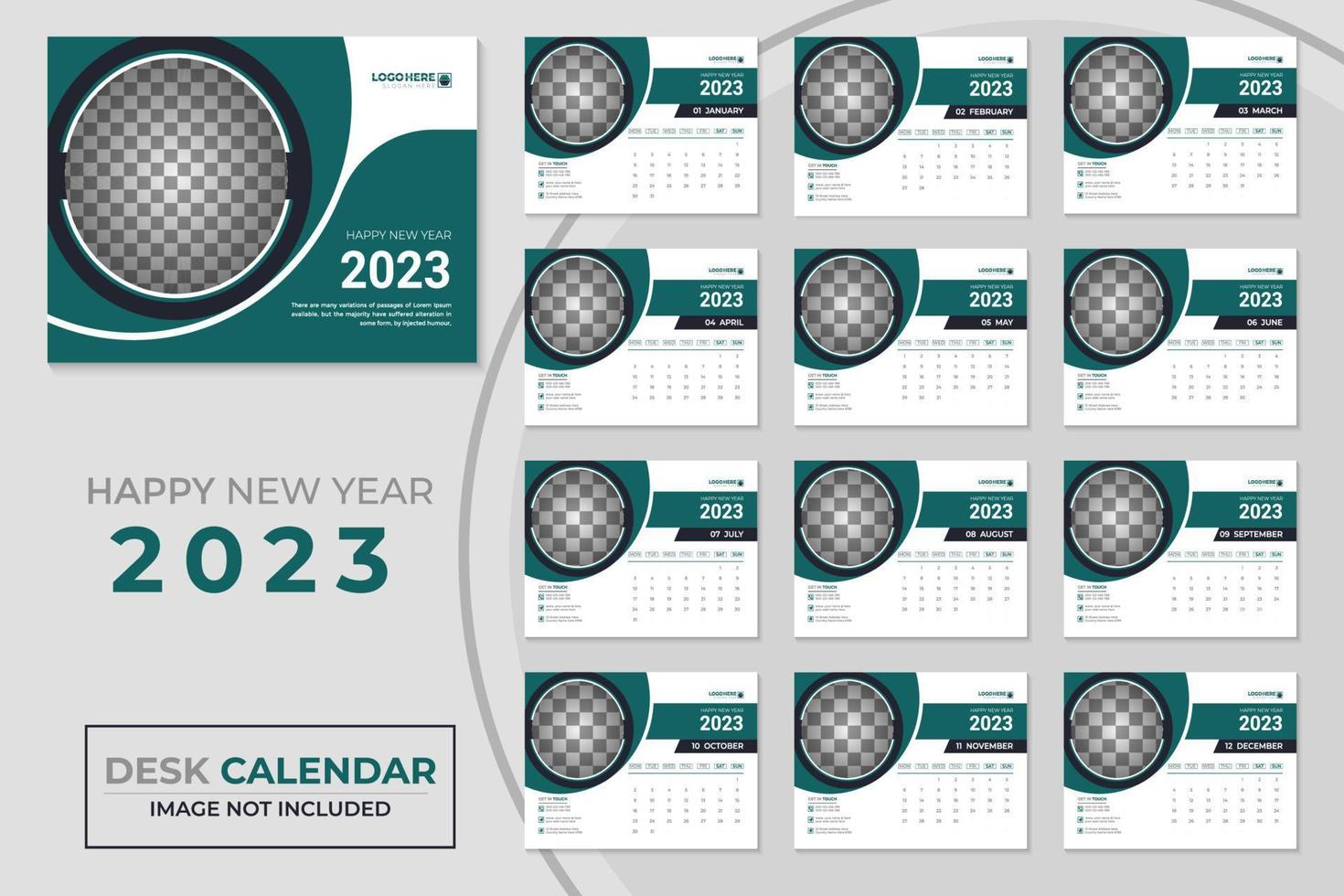 frohes neues jahr moderner tischkalender 2023 vektor