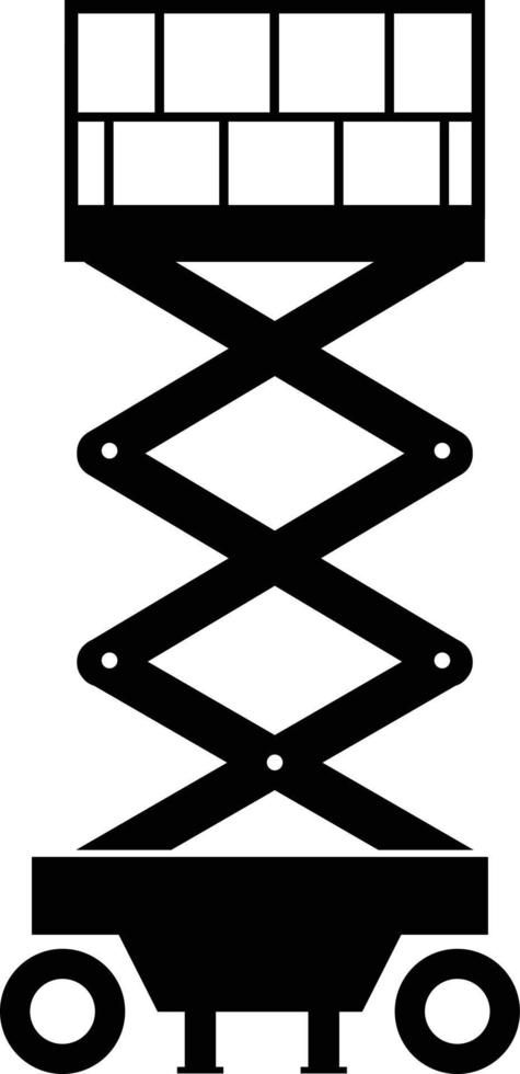Scherenlift-Symbol auf weißem Hintergrund. Hebemaschinensymbol. industrielle Hebemaschinensign. flacher Stil. vektor