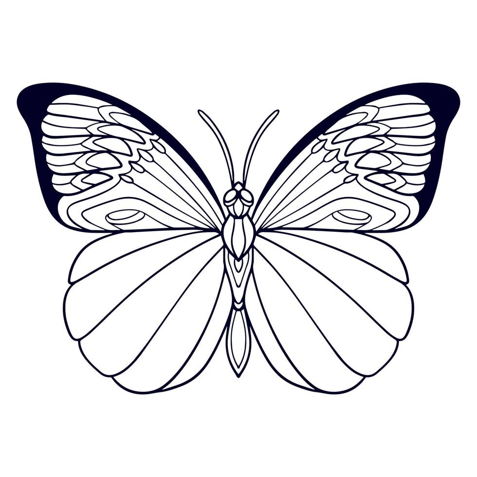 schöne Schmetterlings-Mandala-Kunst isoliert auf weißem Hintergrund vektor