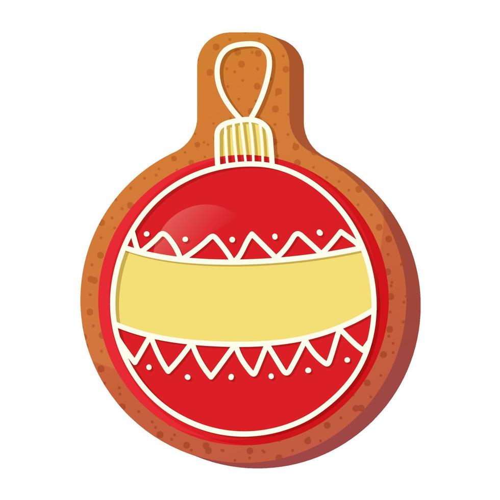 Lebkuchen im Cartoon-Stil. Plätzchen in Form von Weihnachtsbaumspielzeug. Vektor-Illustration isoliert auf weißem Hintergrund. vektor