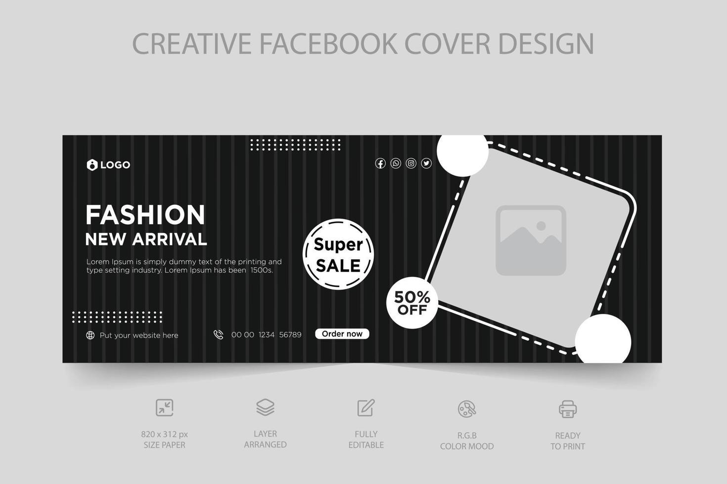 Modernes, dynamisches Facebook-Cover und Social-Media-Beitragsvorlage für den Online-Modeverkauf vektor