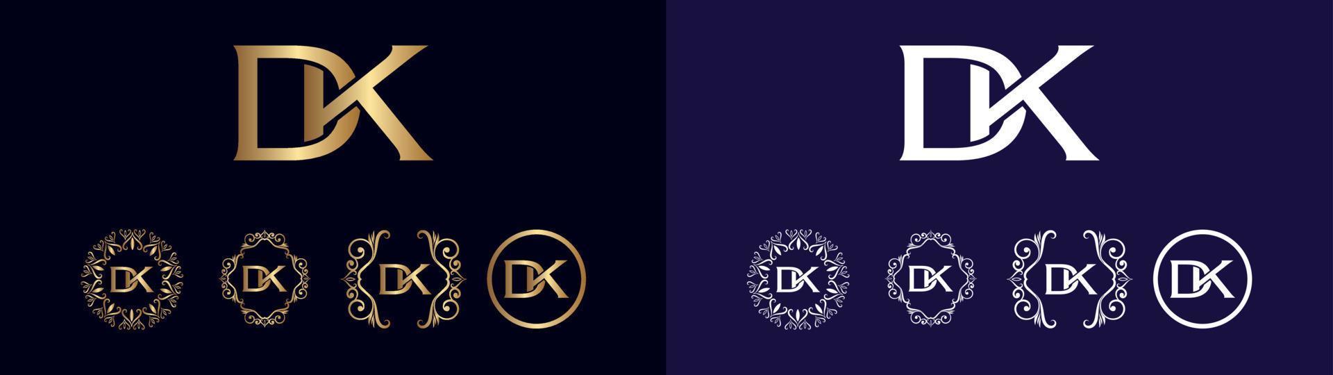 företags- varumärke logotyp dk design vektor