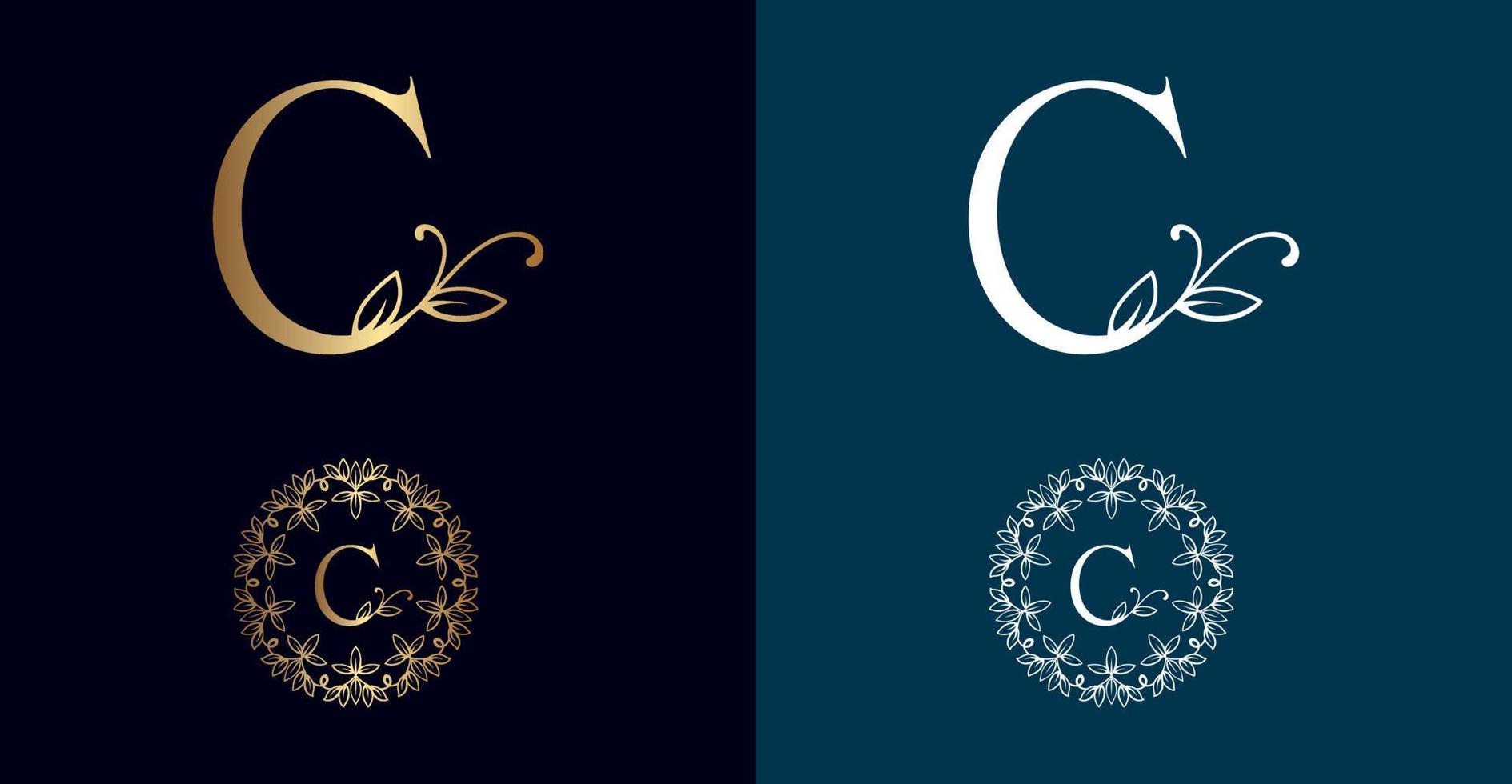 blommig logotyp c brev design vektor