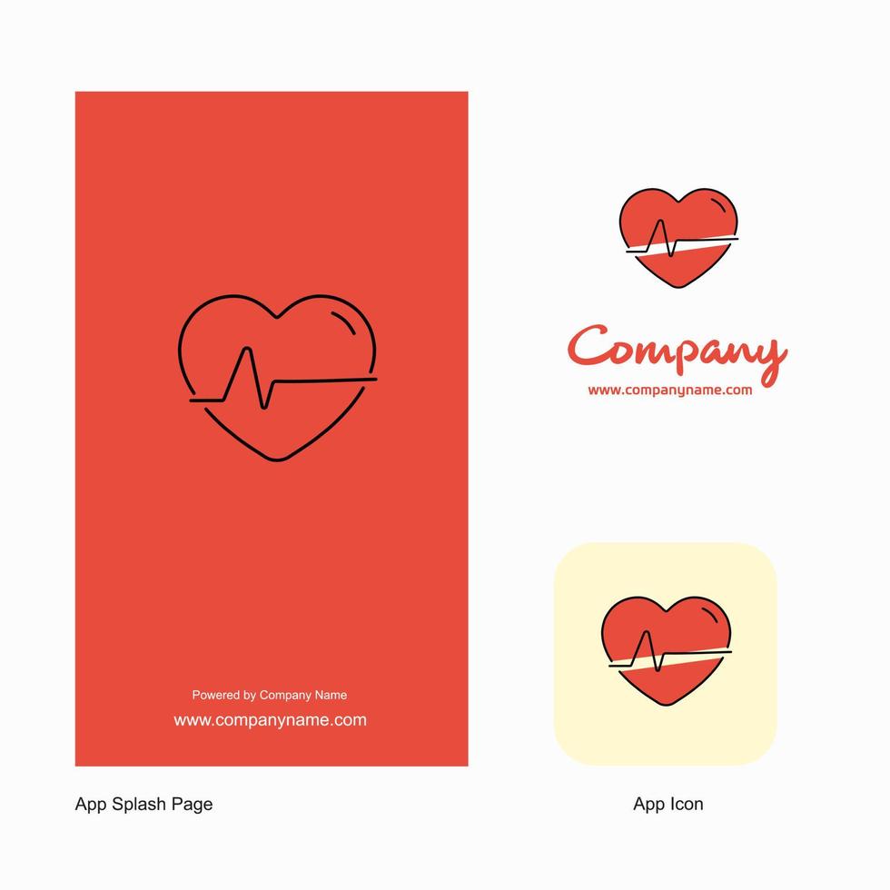 Herzschlag-Firmenlogo-App-Symbol und Splash-Page-Design kreative Business-App-Designelemente vektor