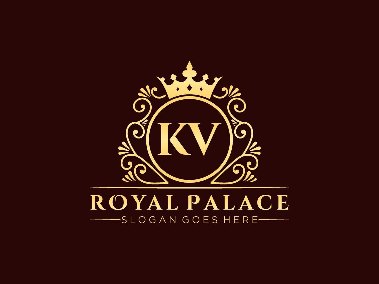 brev kv antik kunglig lyx victorian logotyp med dekorativ ram. vektor