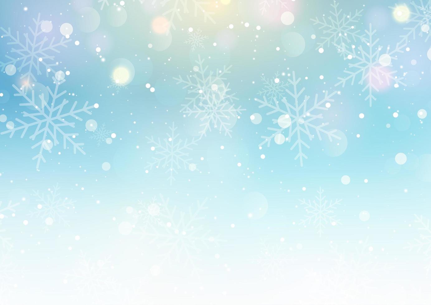 jul bokeh bakgrund med fallande snöflingor vektor