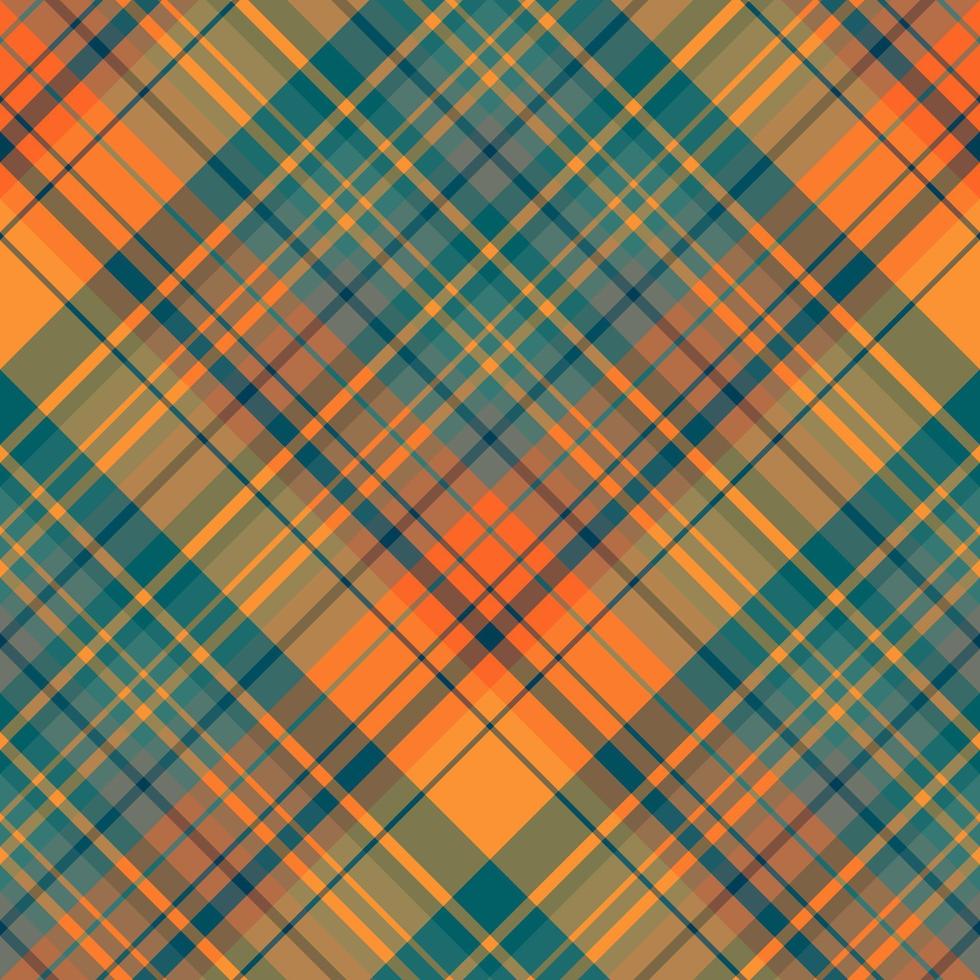 Nahtloses Muster in den Farben Orange, Dunkelblau und Wassergrün für Plaid, Stoff, Textil, Kleidung, Tischdecke und andere Dinge. Vektorbild. 2 vektor