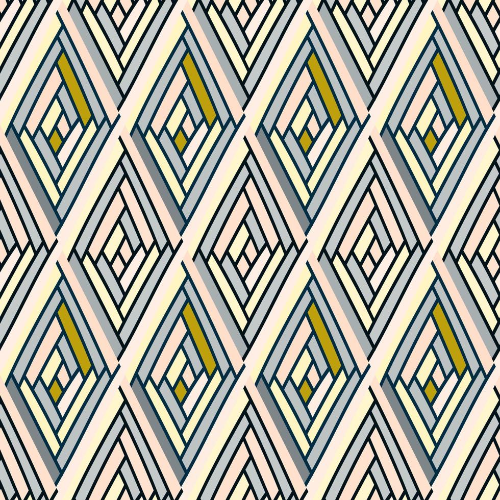 zig zag bricka prydnad. hand dragen romb mosaik- sömlös mönster. årgång boho bakgrund. vektor