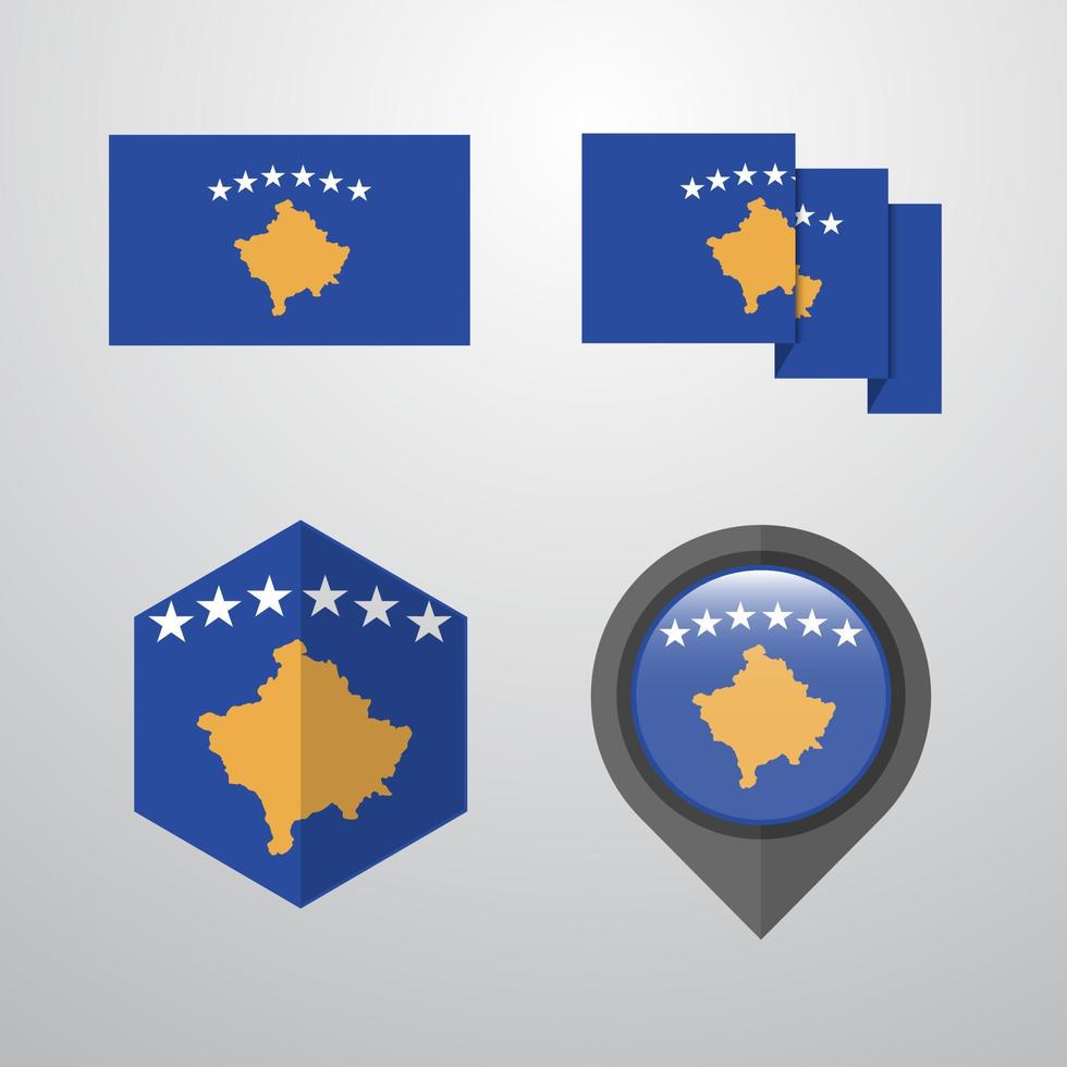 kosovo flagga design uppsättning vektor