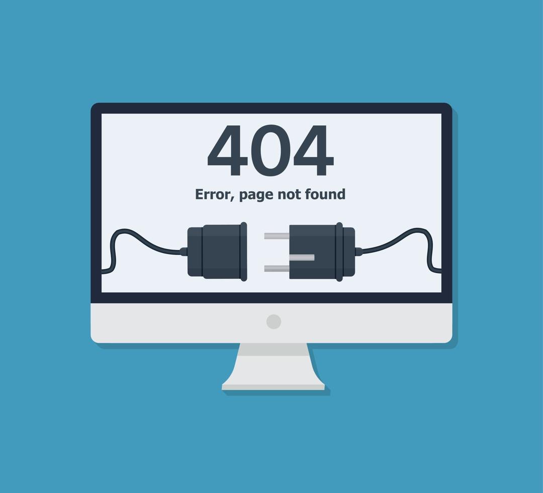 404-Fehlerseite nicht auf dem Bildschirm des Computers, Tablets oder Mobiltelefons gefunden. Internet-Link-Fehlerzeichen. vektor