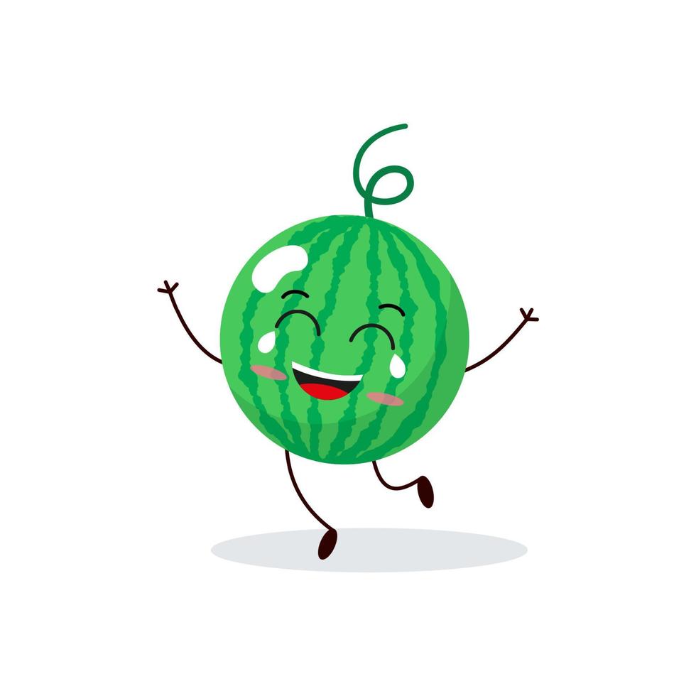 Wassermelonen-Cartoon-Figur isoliert auf weißem Hintergrund. Maskottchen-Vektorillustration des gesunden Lebensmittels lustige im flachen Design. vektor