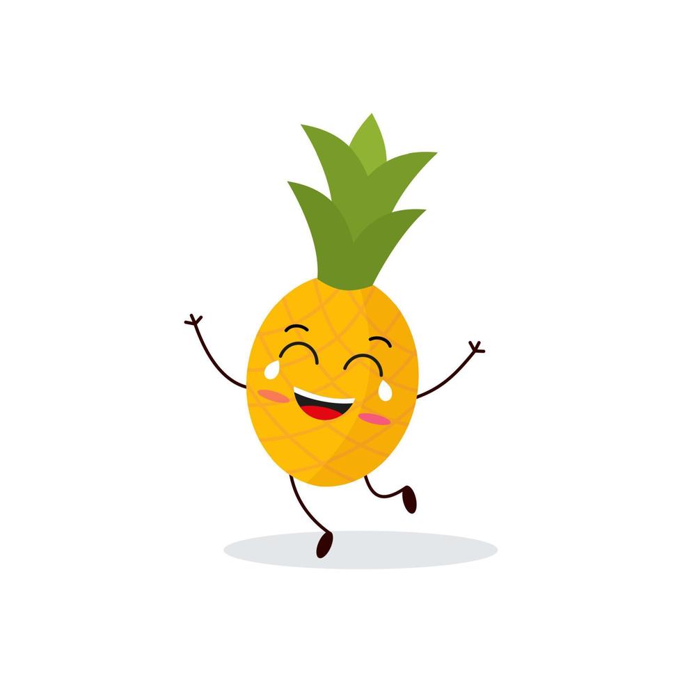 Ananas-Cartoon-Figur isoliert auf weißem Hintergrund. Maskottchen-Vektorillustration des gesunden Lebensmittels lustige im flachen Design. vektor