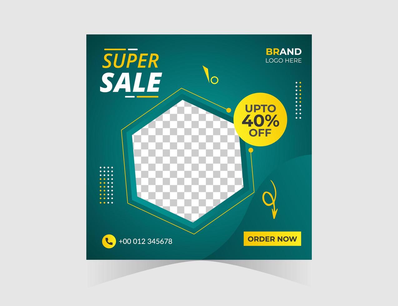 Super Sale Hexagon Social Media Post Design Vorlage vektor