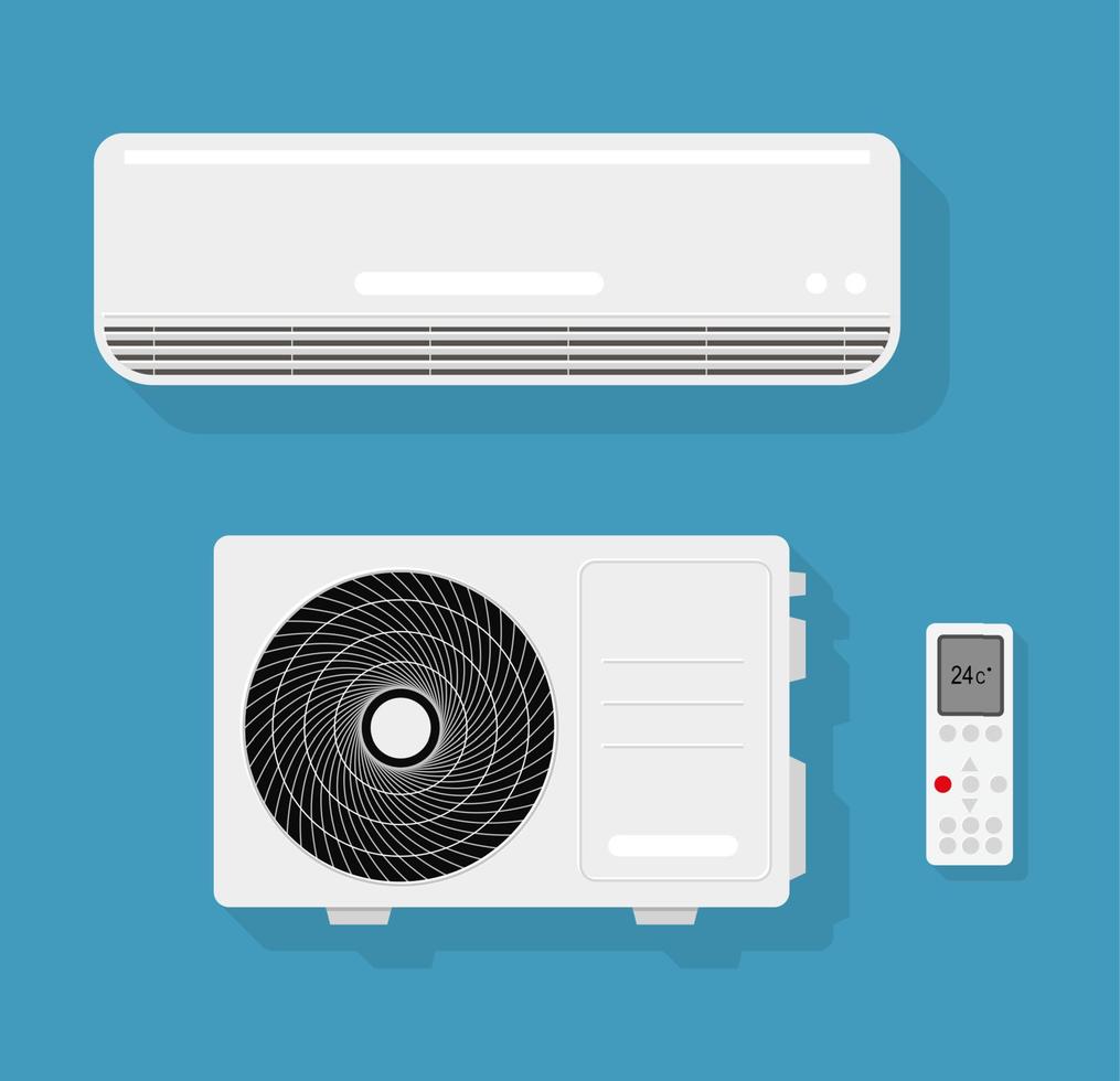 Klimaanlagen- und Split-Air-Control-System-Vorlagen-Set, realistische Vektordarstellung einzeln auf Hintergrund. Sammlung von Klimaanlagen. vektor