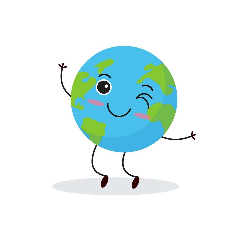 niedlicher planet erde charakter. Cartoon Planet Emoji-Sammlung. Erde-Tag-Karte-Vektor-Illustration vektor