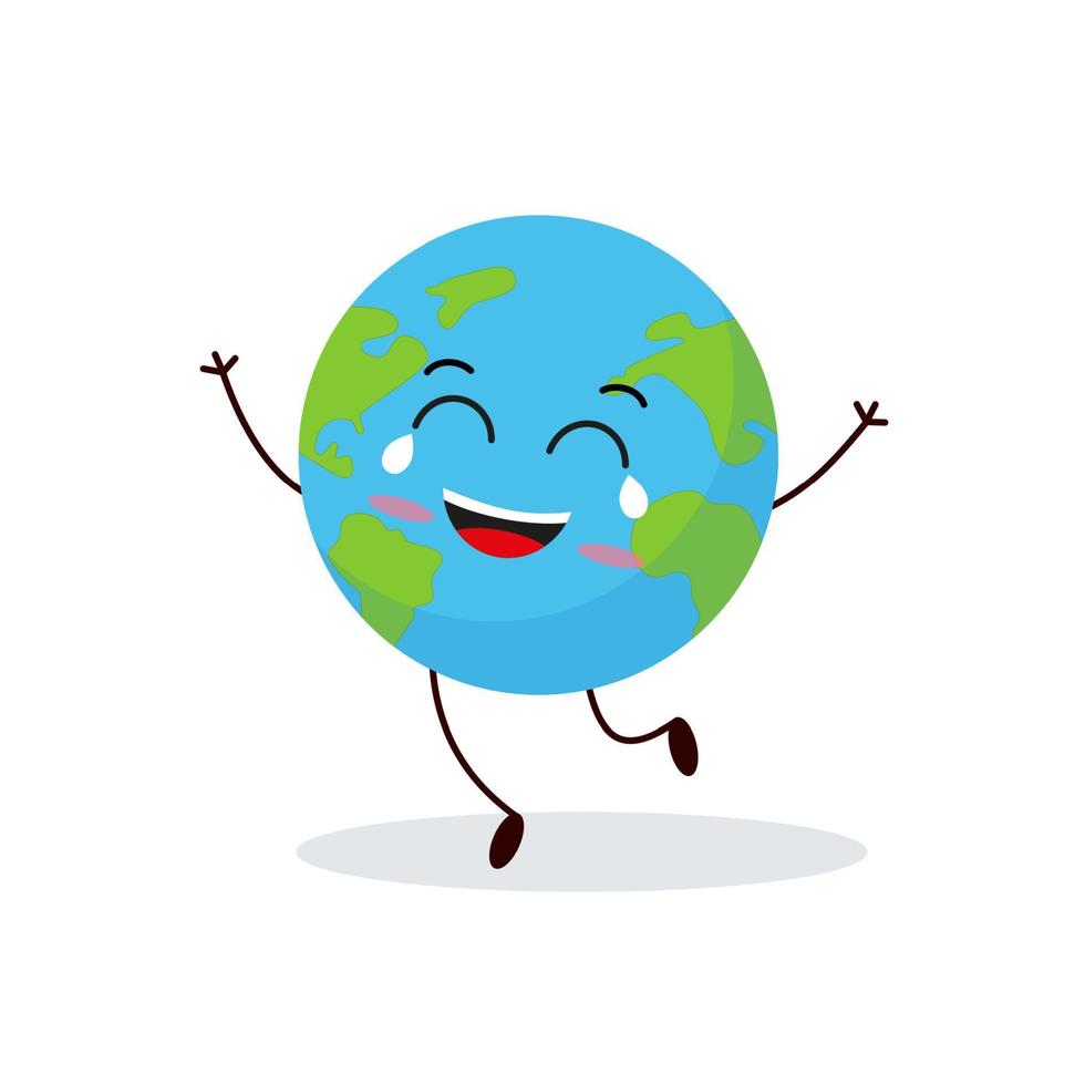 söt planet jord karaktär. tecknad serie planet emoji samling. jord dag kort vektor illustration