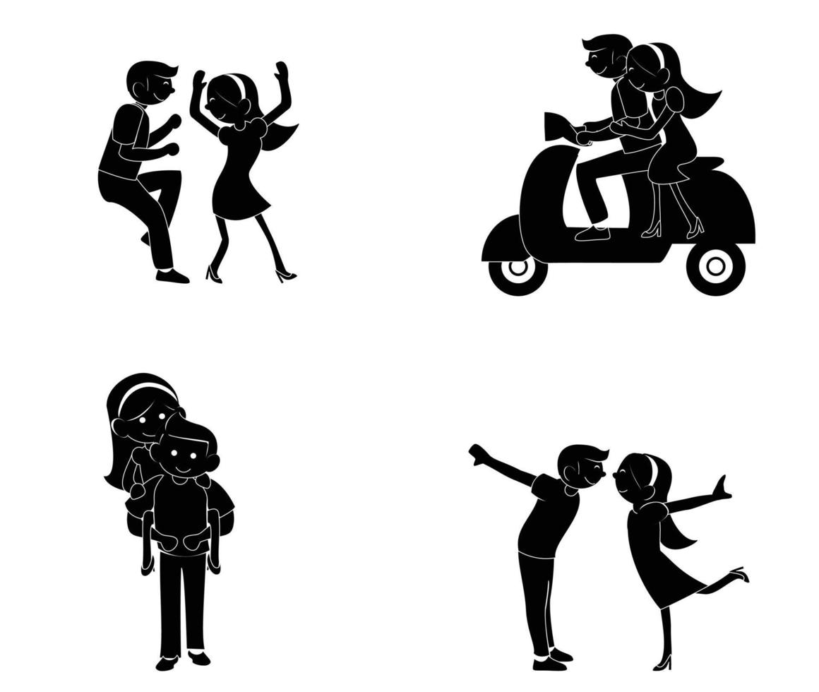 set paar silhouette illustration vektor