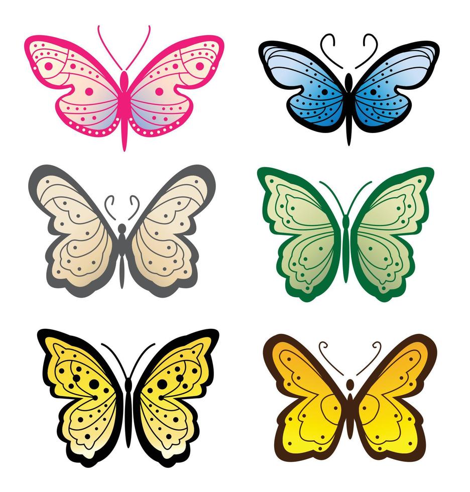 uppsättning fjärilar - vektor illustration