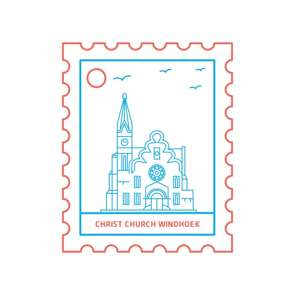 christ church windhoek briefmarke blaue und rote linie stil vektorillustration vektor