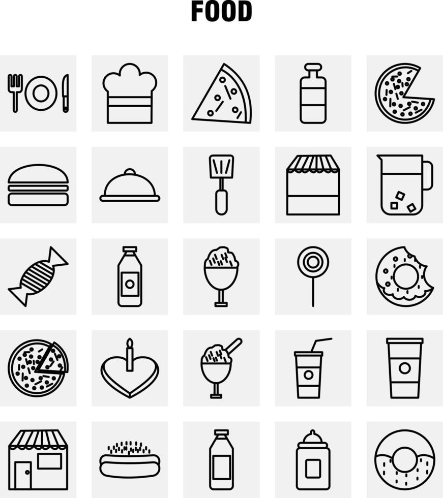 mat linje ikoner uppsättning för infographics mobil uxui utrustning och skriva ut design inkludera mat is grädde måltid mat soppa måltid mat samling modern infographic logotyp och piktogram vektor