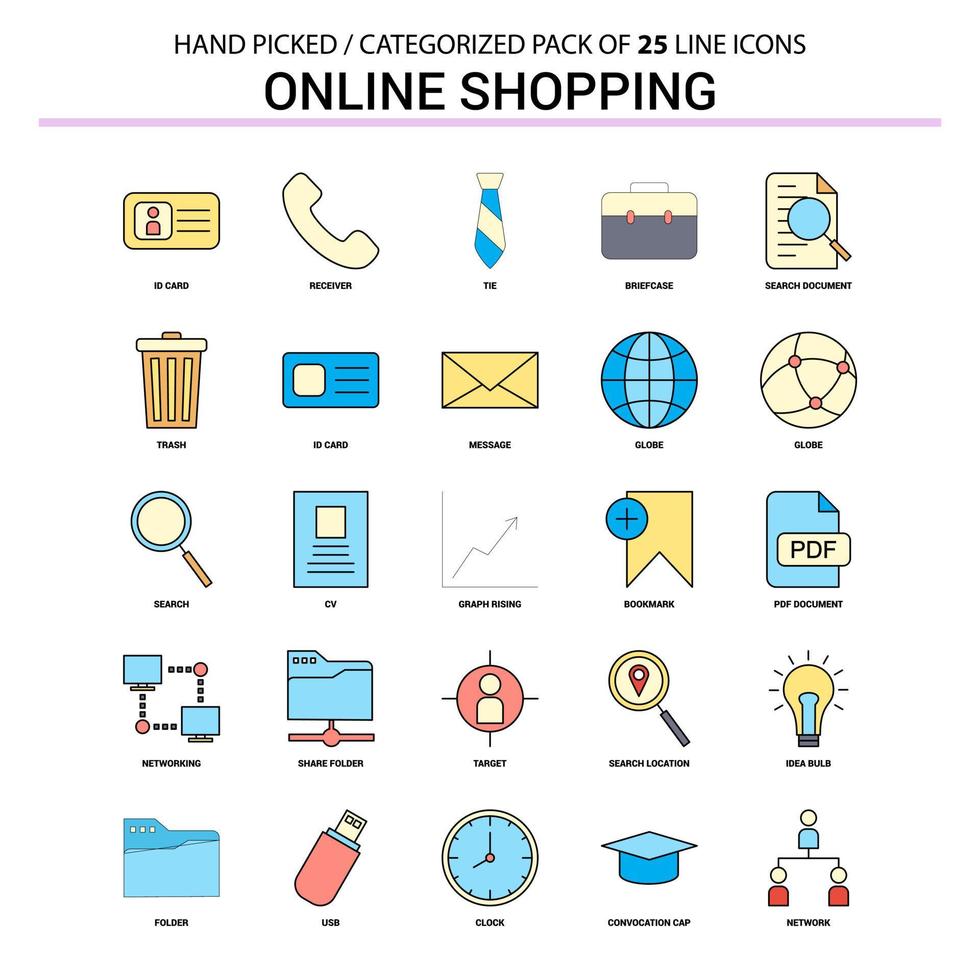 Online-Shopping-Flatline-Icon-Set Business-Konzept-Icons-Design vektor