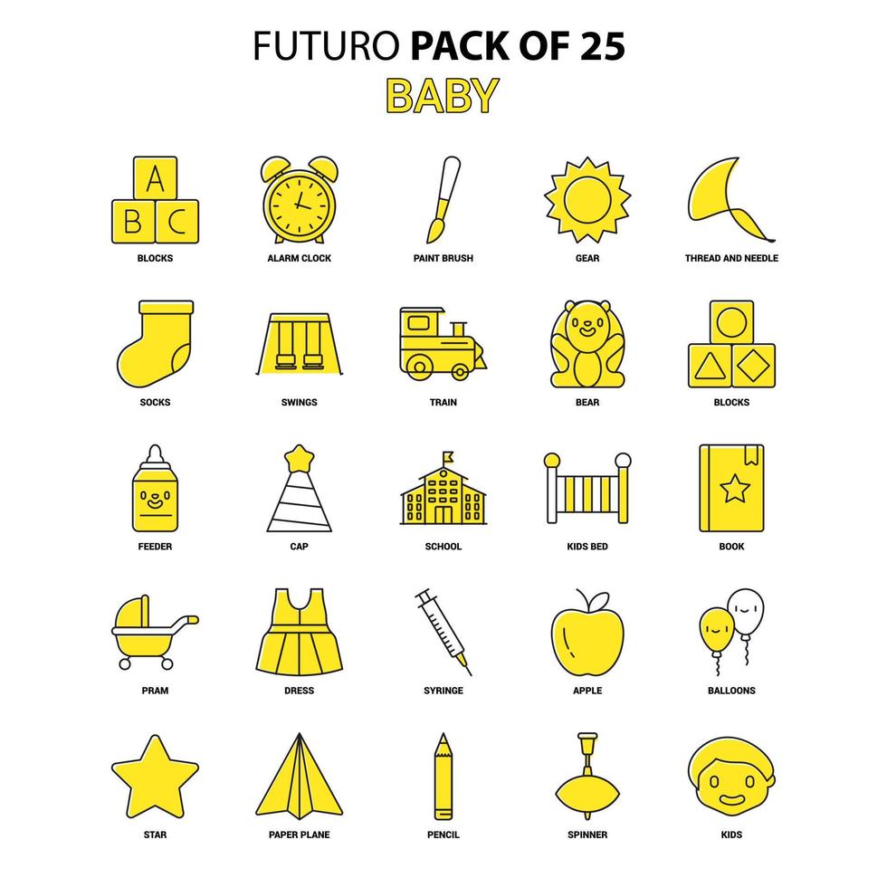 Baby-Icon-Set gelb futuro neuestes Design-Icon-Pack vektor