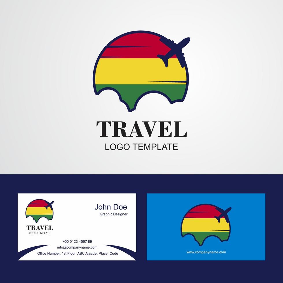 reisen bolivien flaggenlogo und visitenkartendesign vektor