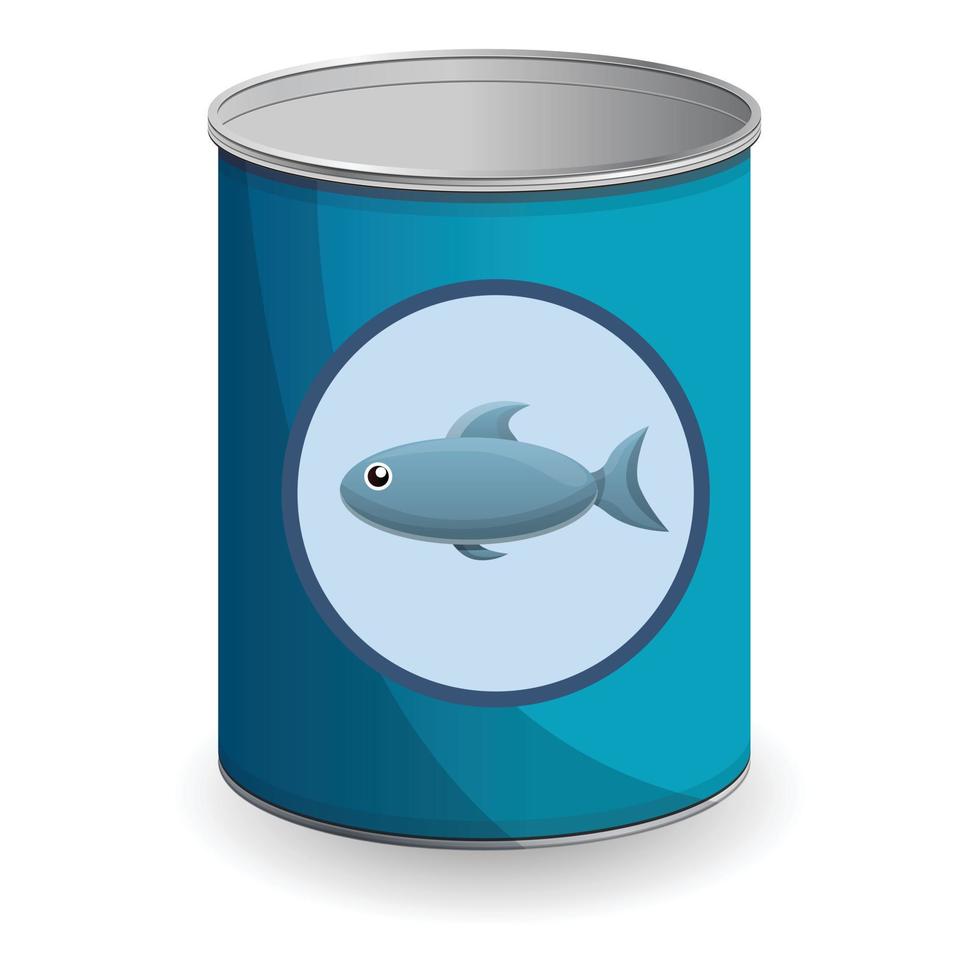 konserverad fisk ikon, tecknad serie stil vektor