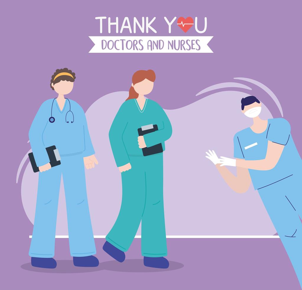 hälsnings- och tacksamhetssammansättning för vårdpersonal vektor