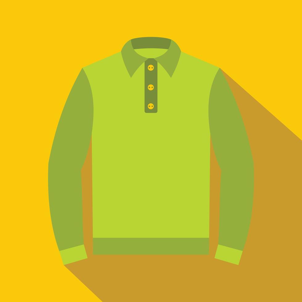 Grünes Langarm-Poloshirt-Symbol, flacher Stil vektor