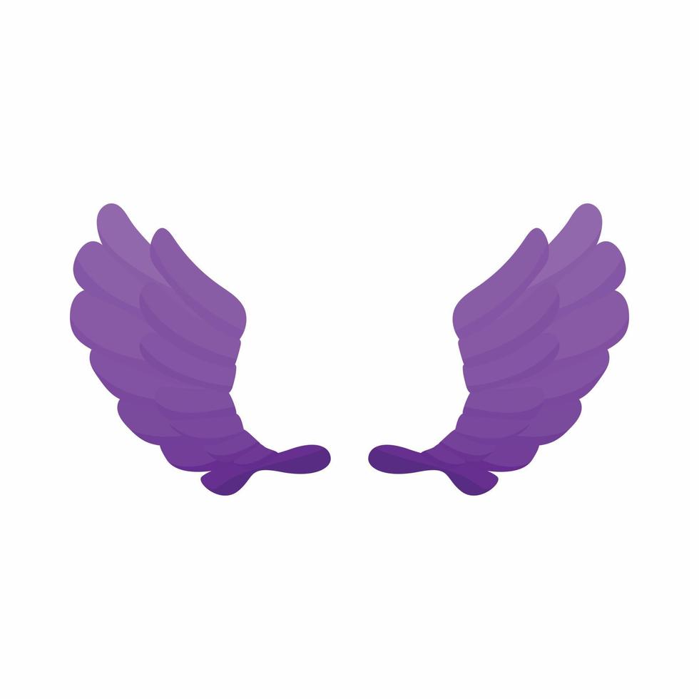 par av violett vingar ikon, tecknad serie stil vektor