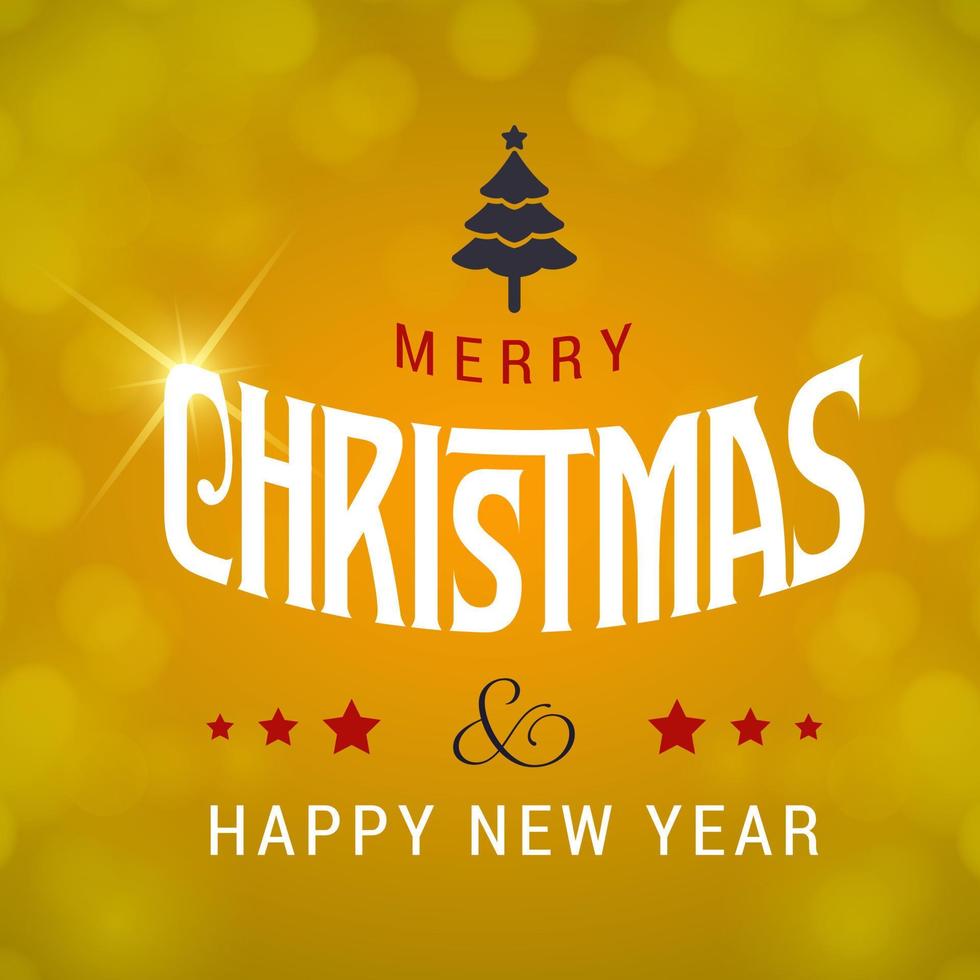 glad jul hälsningar design med gul bakgrund vektor