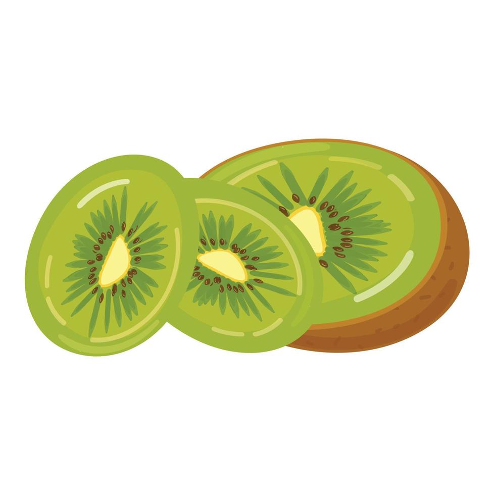 roher Kiwi-Symbol-Cartoon-Vektor. Obst schneiden vektor