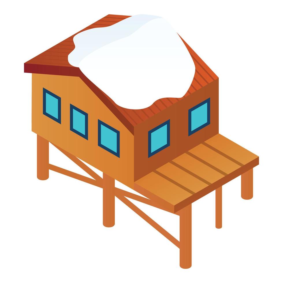 Skigebiet-Haus-Symbol, isometrischer Stil vektor