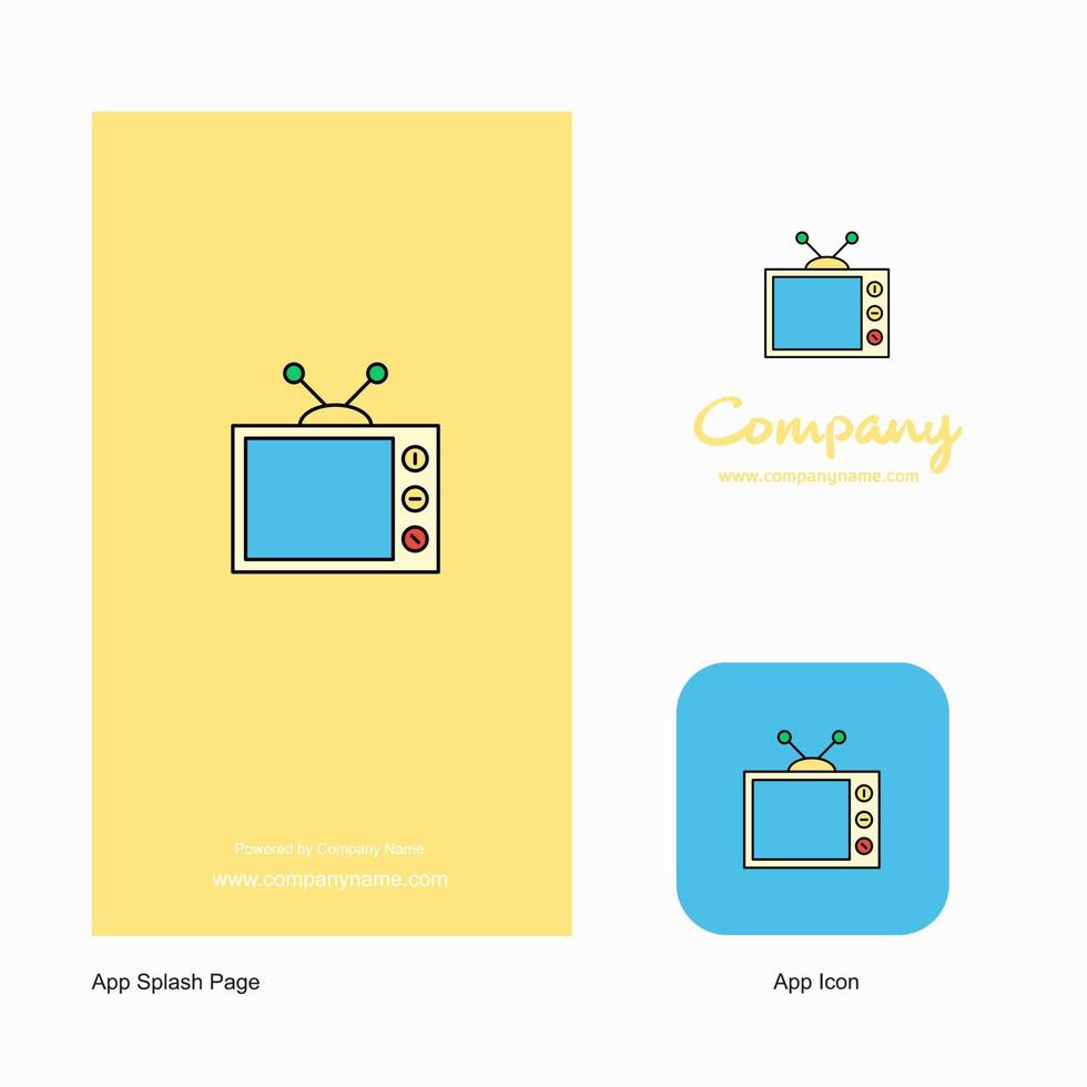 tv företag logotyp app ikon och stänk sida design kreativ företag app design element vektor