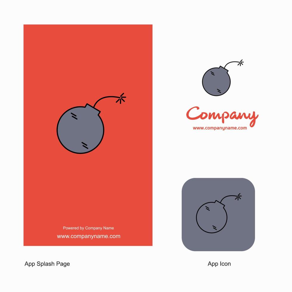 bomba företag logotyp app ikon och stänk sida design kreativ företag app design element vektor