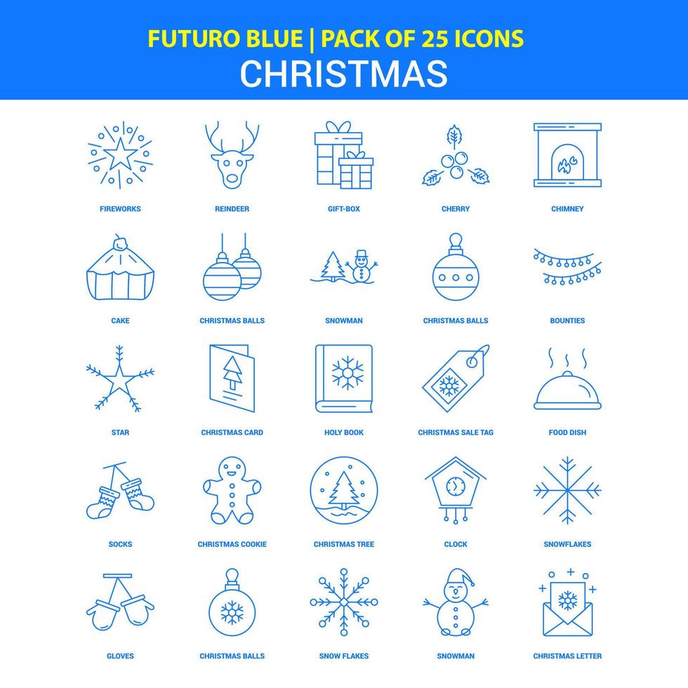 Weihnachtssymbole futuro blau 25 Icon Pack vektor