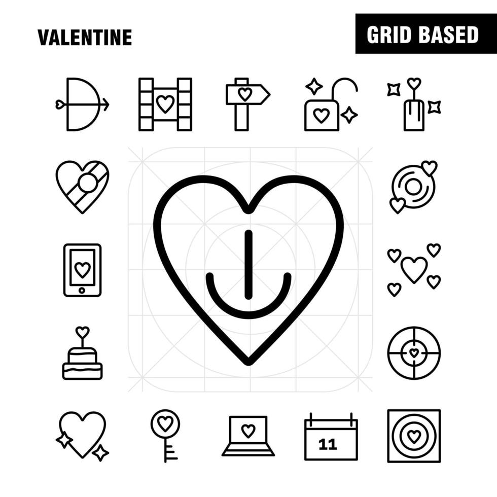 valentine linje ikon packa för designers och utvecklare ikoner av gåva hjärta kärlek romantisk valentine boll hjärta kärlek vektor