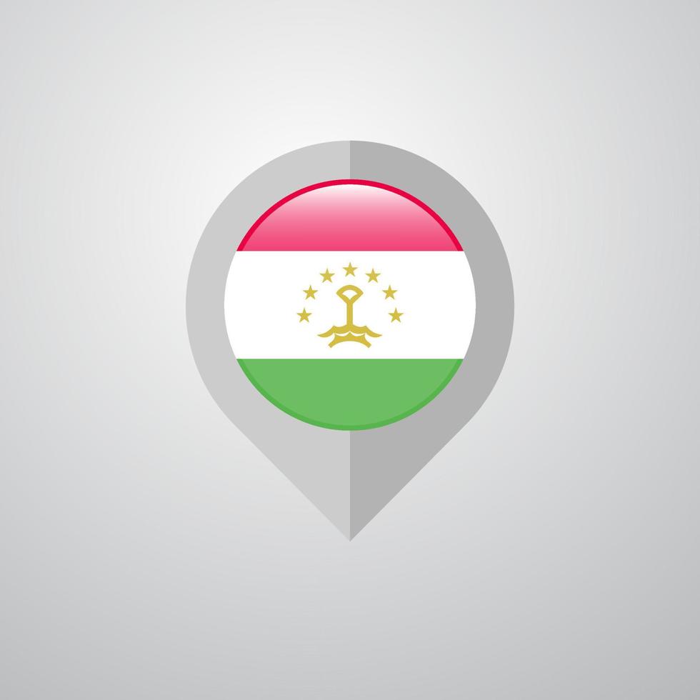 Karta navigering pekare med tadzjikistan flagga design vektor