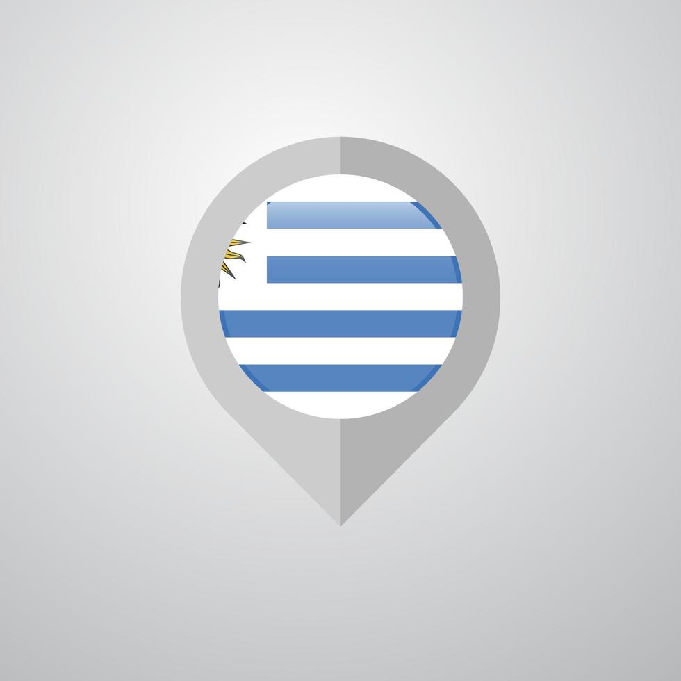 Karta navigering pekare med uruguay flagga design vektor