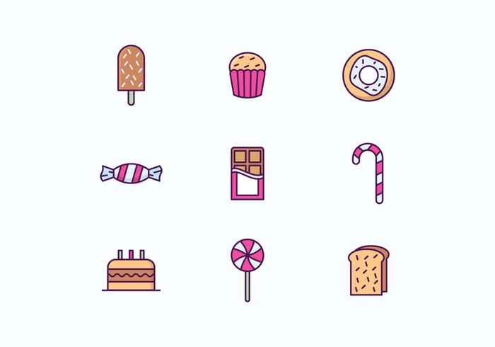 Süßigkeiten und Kuchen Icon Set vektor