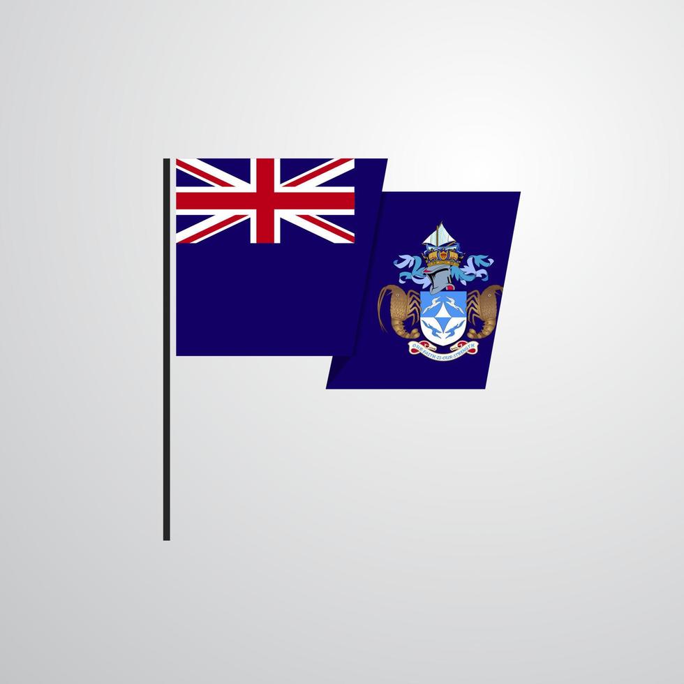 Tristan da Cunha Designvektor mit wehender Flagge vektor