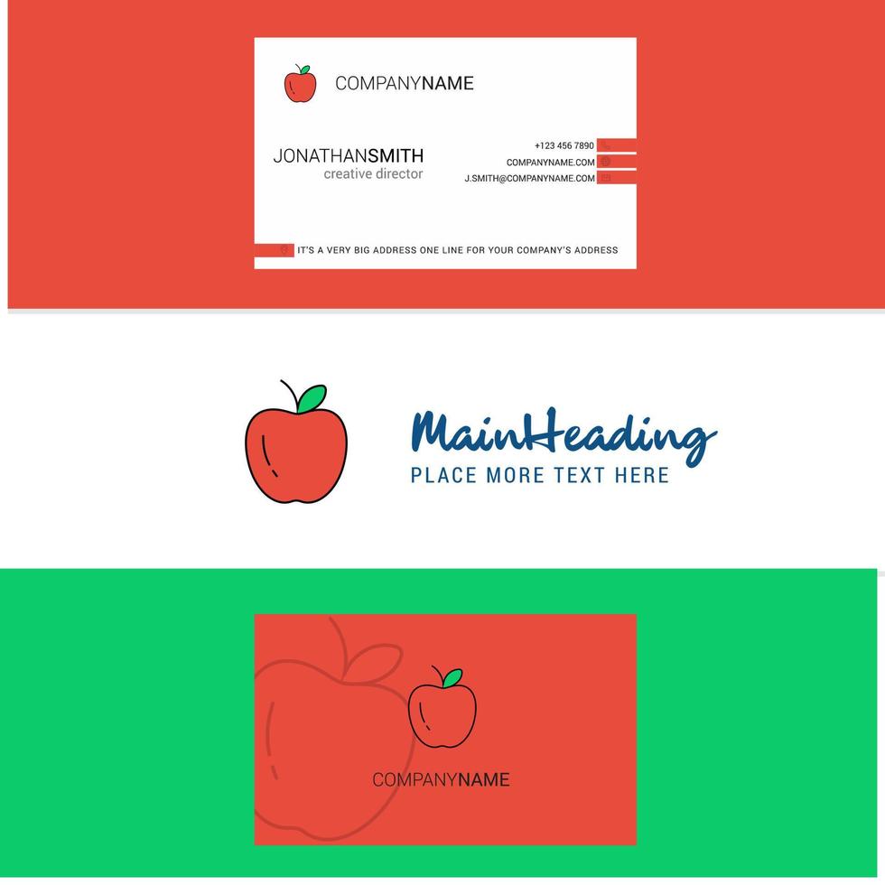 skön äpple logotyp och företag kort vertikal design vektor